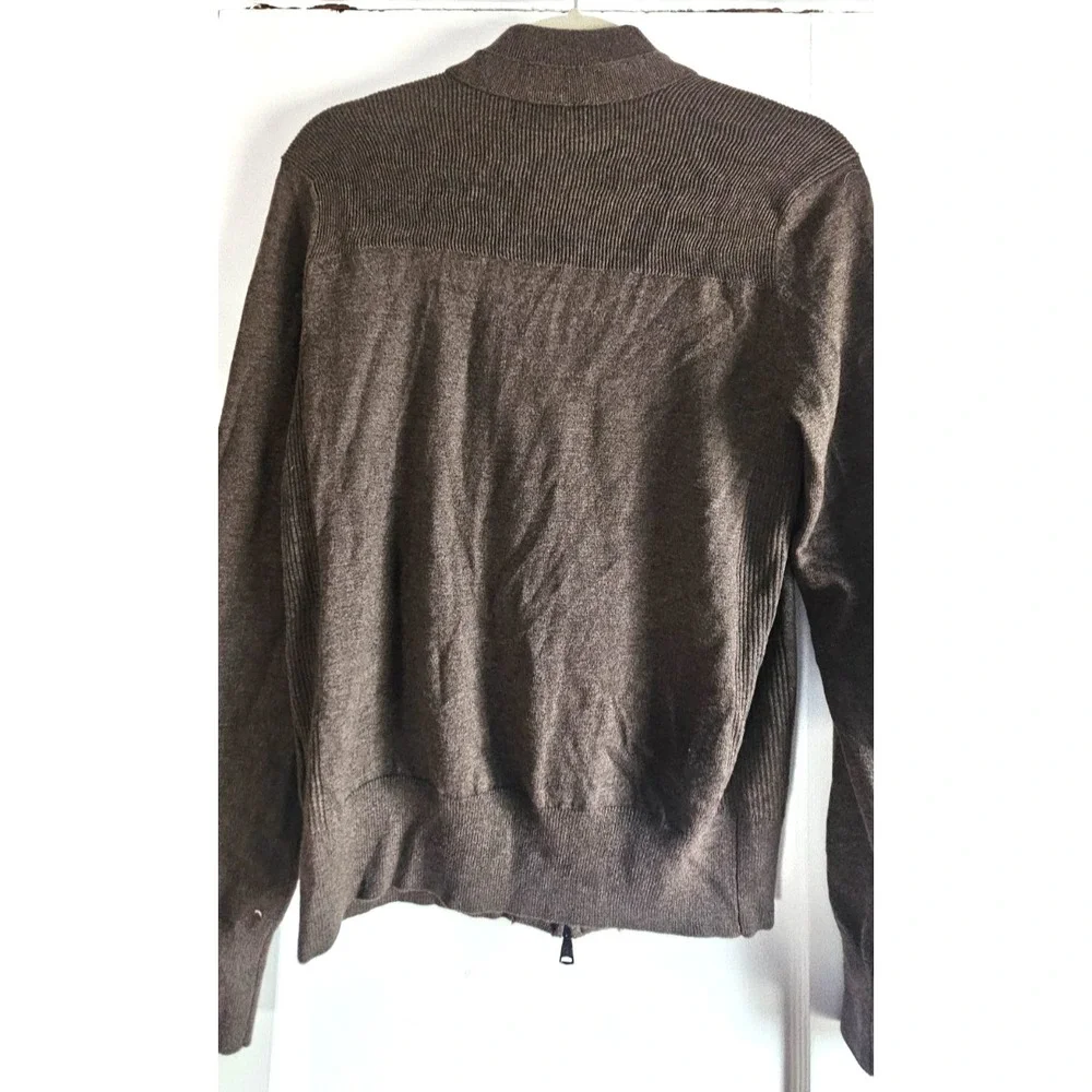 NWT Banana Republic brown men Sz XS full zip sweater extra fine Merino mock neck
